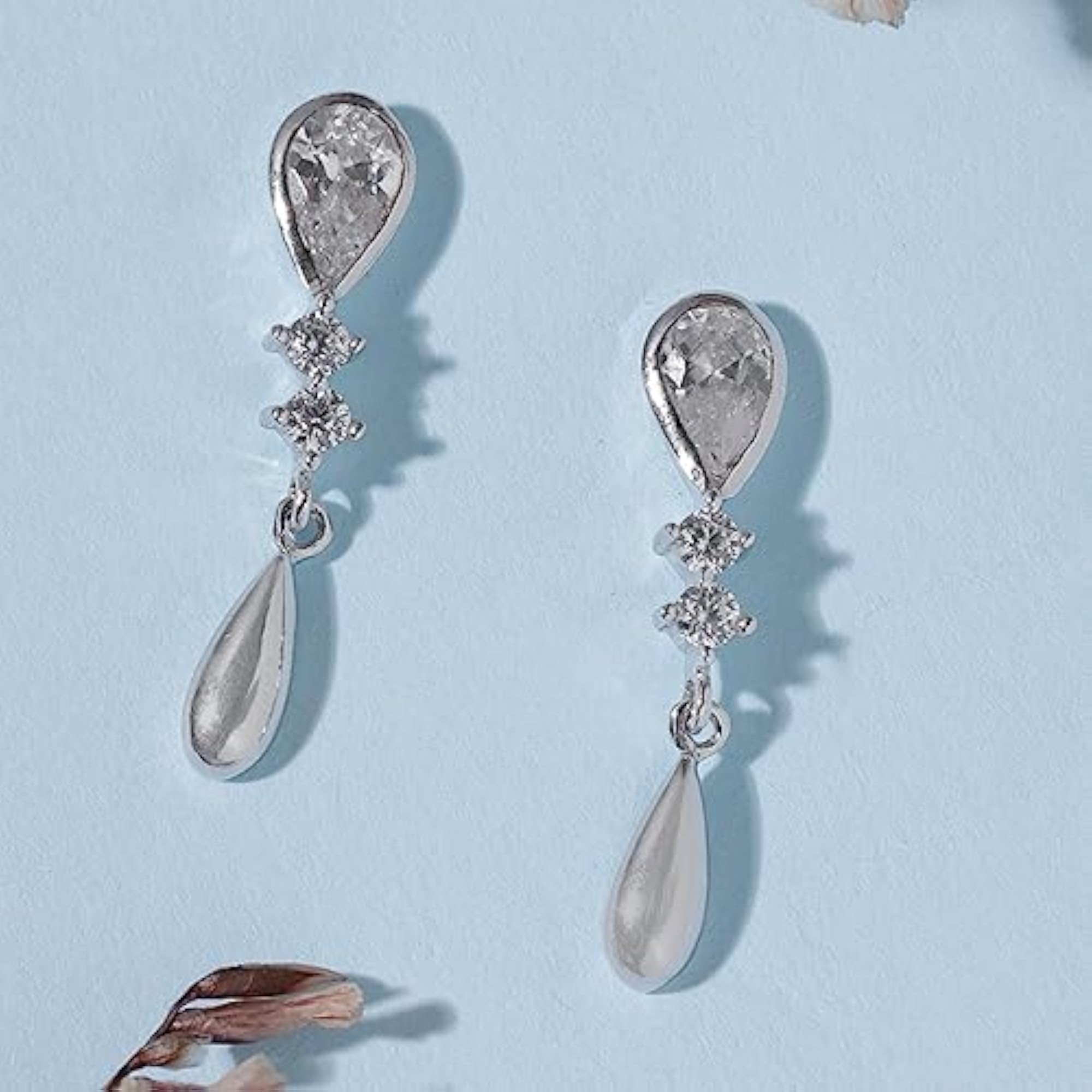 Women's 925 Sterling Silver Circular CZ Solitaire Drop Dangler Earrings